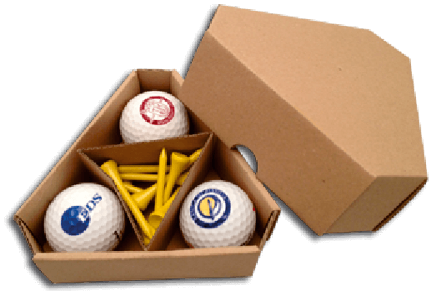 Kit palline da golf e tee in scatola triangolare